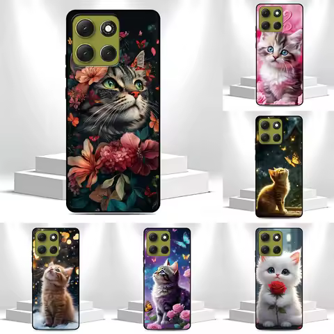Cat Flower Rose Phone Case For LG Wing Velvet K40s K42 K52 K51 K51s Q60 Q6 Q7 G7 G6 G8X G8s V50 V60 