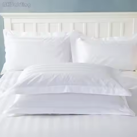 25 White Hotel Pillow Case 100% Satin Cotton Increase Density Striped Pillow Cover One Pair Pillowca