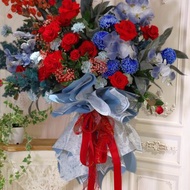 蝴蝶蘭 牡丹菊富貴之花 紅藍色高架花籃 開幕花籃 鮮花高腳花籃