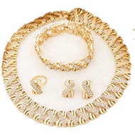 LIFFLY Fashion Crystal Jewelry Set 18 K Gold Plated Jewelry Weddings Dubai Gold Necklace Earrings Se