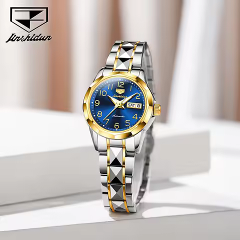 JINSHIDUN 8990 Seiko movement Sapphire Mirror Steel shell Steel belt Digital Tungsten Steel Woman's 