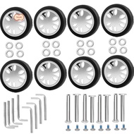 8pcs Luggage Wheels Replacement Kit,Dia 2in/50mm Thick 0.47in/12mm Resistant Rubber Mute Caster Repl