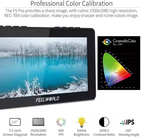 FEELWORLD F5 PRO V4 Monitor 4K HDMI Input Output 6 Inch Touch Screen 3D LUT DSLR Camera Field Monito