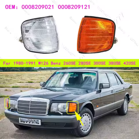 For 1980-1991 Mercedes Benz W126 260SE 280SE 300SE 380SE 420SE Front Marker Turn Signal Indicator La