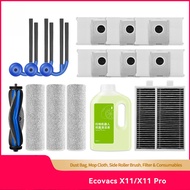 Ecovacs X11/X11Pro Robot Vacuum Cleaner Accessories Dust Bag, Mop Cloth, Side Roller Brush, Filter &