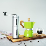 สีเขียวสด ชุดกาต้มกาแฟ 3 คัพ +เครื่อบดเมล็ดกาแฟ พกพา (หม้อต้มกาแฟสด + เครื่องบด)