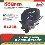 270W 1/3HP R CMP-K270CZ1 COMPATIBLE WITH DONPER REFRIGERATOR COMPRESSOR R134A PETI SEJUK AC KOMPRESS