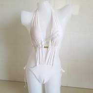 歐美外貿原單bikini2024溫泉泳衣白色連體性感女士顯瘦比基尼泳裝