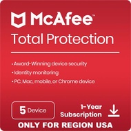 McAfee Total Protection 5 Device Antivirus Software VPN PC/Mac/Android/iOS Region USA