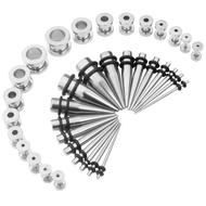CABBE KALLO 36 pcs 14G-00G Ear Stretching Kit Stainless Steel Tapers Screw Fit Tunnels Set Piercing