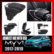 Perodua Myvi 2017- 2019 7 USB Double Layers Adjustable Armrest Box