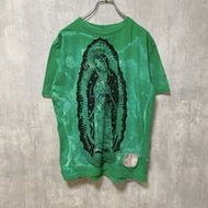 古著 RED APE AUTHENTIC 短袖紮染印花 T 卹，綠色，復古，獨特，L 碼