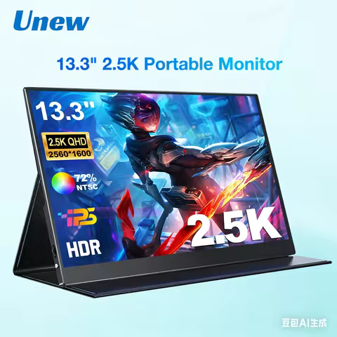 Unew Portable Monitor 13.3 inch 2560*1600 2.5K Gaming Display Screen HDMI Type-C for PS Xbox Switch 