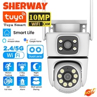 10MP Tuya 5G Wifi PTZ Camera 4K Dual Lens Dual Screen Security Camera Human Detection Outdoor Wirele