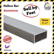 [Sell in FEET] 1" x 2" Aluminium Rectangular Hollow Bar | Aluminium Hollow | Besi Hollow 2 x 1 | Bes