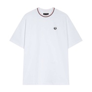 Fred Perry Beams รวงข้าวร่วมกันเสื้อยืดฤดูร้อนปักลูกปัดผ้าฝ้ายสะอาดลมสีทึบกีฬาแขนสั้น