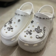 Crocs 白厚底鞋  (連裝飾)