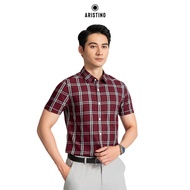 ARISTINO - Men's red and white striped slim fit short-sleeved shirt ASS011AZ