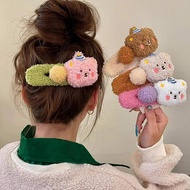 Hairclip Set Plush Pudding Bear Hairpin Large Bangs Duck Heart Cute Female Clip Bill Girl C7o6