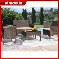 KIMDELIN 4ชิ้นลานหวายกลางแจ้งการสนทนาเก้าอี้หวายสวนหลังบ้านระเบียงระเบียงระเบียงชุดเฟอร์นิเจอร์ริมสร