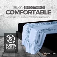 WEICH Luxury ICE Silk Bedsheet Smooth Cooling Solid Color Fitted Bed Sheet Single & Queen & King Bed
