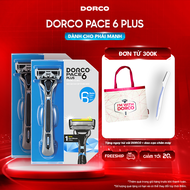 DORCO PACE 6 PLUS - Combo 2 Hộp Dao Cạo Râu Hàn Quốc 6 Lưỡi - Gồm 2 Cán Dao và 2 Đầu Cạo