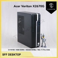 Acer Veriton X2670G SFF Intel i3-10100 8GB RAM 256GB NVMe SSD Win 11 Pro Refurbished Desktop PC