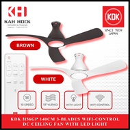 KDK H56GP 140CM 3-BLADES WIFI-CONTROL DC CEILING FAN WITH LED LIGHT + 2 YEAR WARRANTY