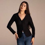 เสื้อเบลาส์แขนยาวสีดำสไตล์ Spring & Summer Outfit Women Valentine Day//Casual/วินเทจ/Festival Outfit