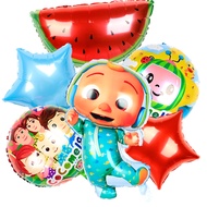 New Cocomelon JJ Style Cartoon Watermelon Character Aluminum Film Balloon Double-sided Cocomelon Chi