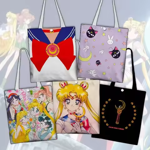 Sailor Moon Animation Peripheral Double-sided Shoulder Shopping Bag Tsukino Usagi Hono Rei Little Bu