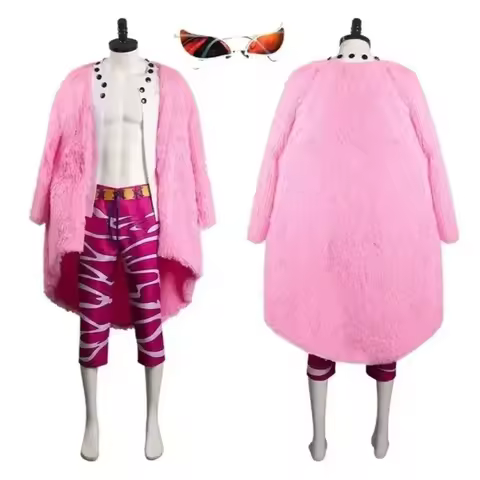 ONE PIECE Anime Doflamingo Cosplay Fantasia Costume Disguise Jacket Cape Pants Glasses Halloween Car