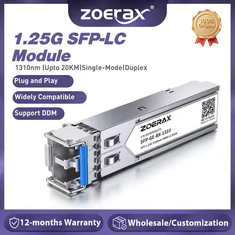 ZoeRax 1.25G LC SFP Single-mode Duplex Optic Module LC Gigabit SFP Fiber Transceiver Module 1000 Bas