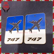 GANTUNGAN 747 Airplane Keychain Whitebiru Thick Metal Airplane Keychain - HM