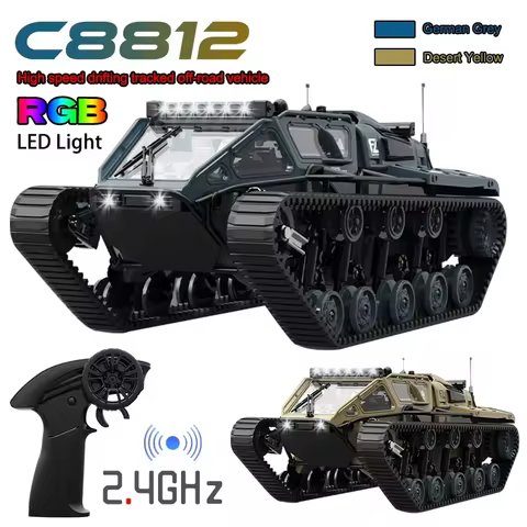 New Upgrade C8812 MAX / C8812 RC Car Full Scale Tracked Tank Simulation LED Light Drift Remote Contr