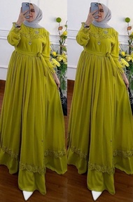 Gamis Wanita Muslimah Bahan Ceruti Polos Warna Putih Lilac Lime Marun  Bisa COD Bayar di rumah