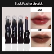 Kobeleen Black Feather Lipstick Moisturizing Long Lasting Lipstick Mirror Brown Lipstick