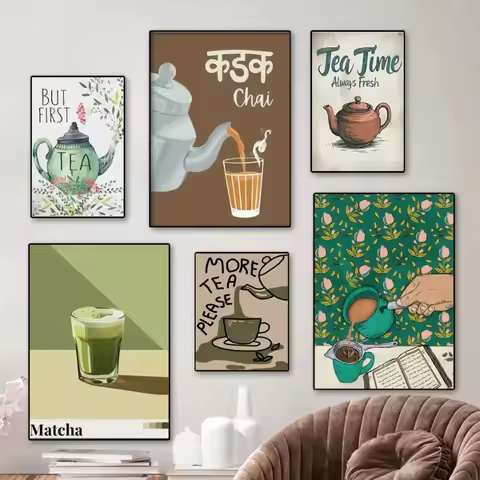 1 Pc Canvas Poster Drink Tea for Tea Lovers Kitchen Tea Wall Art Decor Modern Art Room Decor Wall Ar