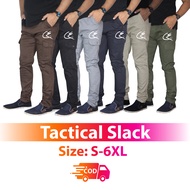 𝐒-𝟔𝐗𝐋 Unisex Tactical Elasticated Waist Slim-Fit Cargo pants 6 Pockets Slack Pants