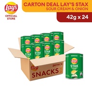 [Full Carton] Lays MY Stax Classic/Sour Cream & Onion/Extra Cheese 42g x 24 / [Karton Penuh] Lays St