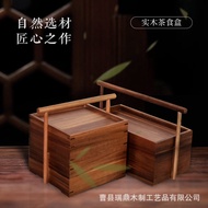 AT/🏮Chinese Portable Tea Box Portable Moon Cake Wooden Box Vintage Multi-Grid Dried Fruit Tea Box Holiday Pastry Gift Bo
