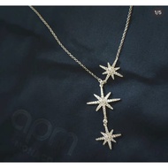 FractureGenuine apm MONACO Hexagram Necklace Three Meteor Necklace Clavicle Sweater Necklace Light L