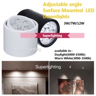 Adjustable/Non Adjustable angle Surface Mounted 3w/7wLED Downlights(eyeball) High Power LED Ceiling Spot Light