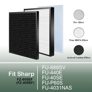 Sharp FZ-60SEF FZ-40SEF Replacement Air Purifier HEPA Carbon Filter for FU-888SV FU-440E FU-40SE FU-P60S FU-4031NAS