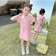 D16 Baby Girl Polo Neck Bear Dress Short Sleeve Polo Dress