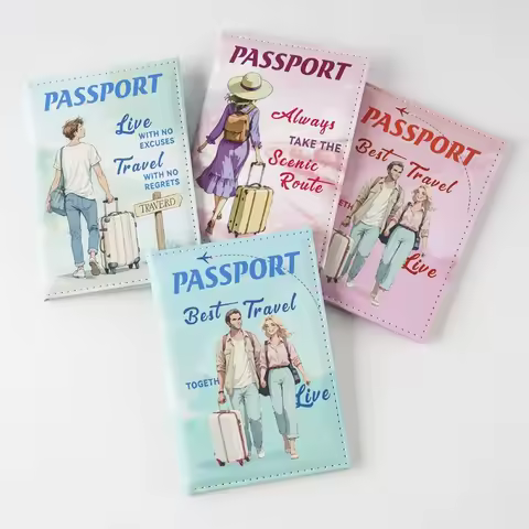2025 New UV Color Printing Couple Passport Cover Passport Holder Ticket Clip Passport Wallet Travel 