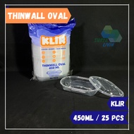 Thinwall KLIR Clear Square Oval Rectangle Oval/ 450ml Plastic Food Container