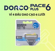 [HCM]Vỉ 04 đầu cạo râu 6 lưỡi DORCO PACE 6 Plus (6 lưỡi + đầu cắt tóc mai)
