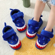 Boys' Cotton Slippers Cartoon Shark Winter Children's Baby Bag with Warm Indoor Home Kids Cotton-padded Shoes Fluffy Shoes