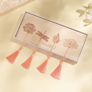 Chinese style lotus hollow metal gift box students gifts bookmark hadiah hari guru